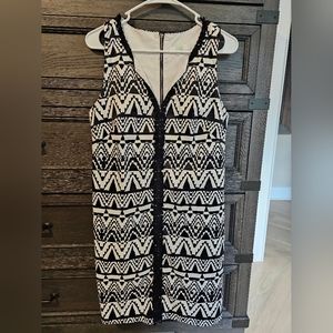 Jade | Black & White Ikat Sleeveless Dress | Small